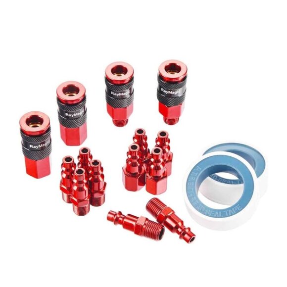 16 pc Air Hose Fittings, AMT Universal 3IN1 Aluminum Air Coupler and I/M Industr - Picture 2 of 6